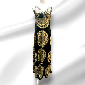 INC International Concepts Gold and Cream Maxi Dress
